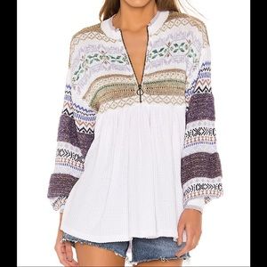 Free People Metallic Fair Isle Sweater Sz S EUC